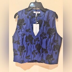 Lucy Paris Blue and Black Floral Tank Top